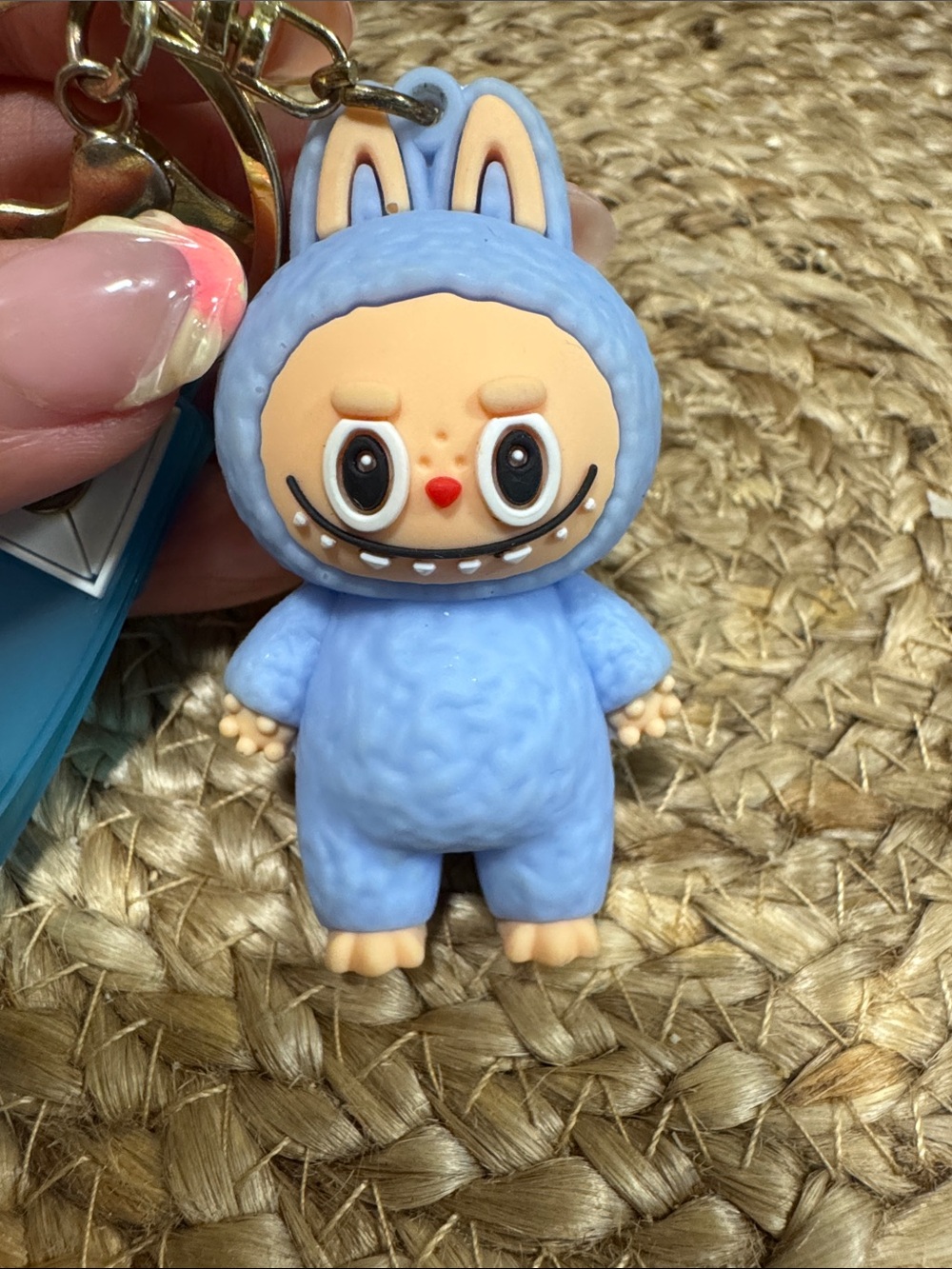 Blue Cute Monster Keychain with Teal Strap by Labubu
